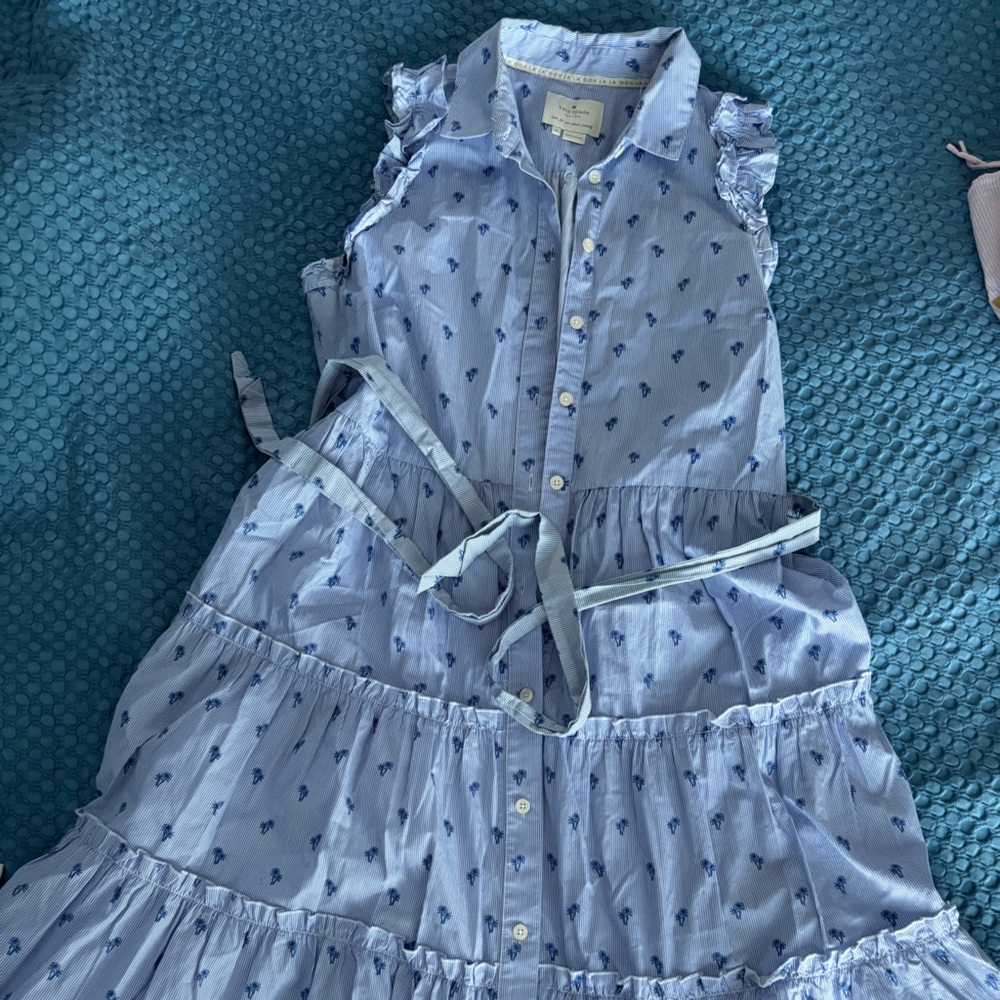 Kate Spade Blue Striped Shirt with Palm Tree Design